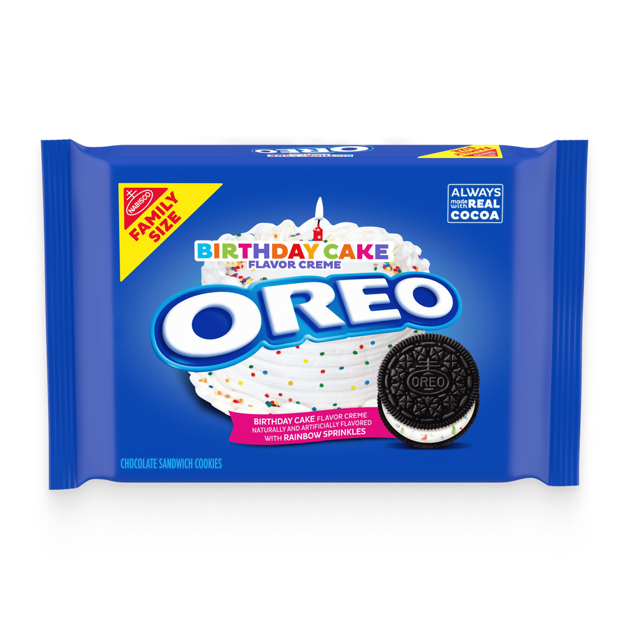 Birthday Cake Creme Chocolate Sandwich Cookies, Family Size K8