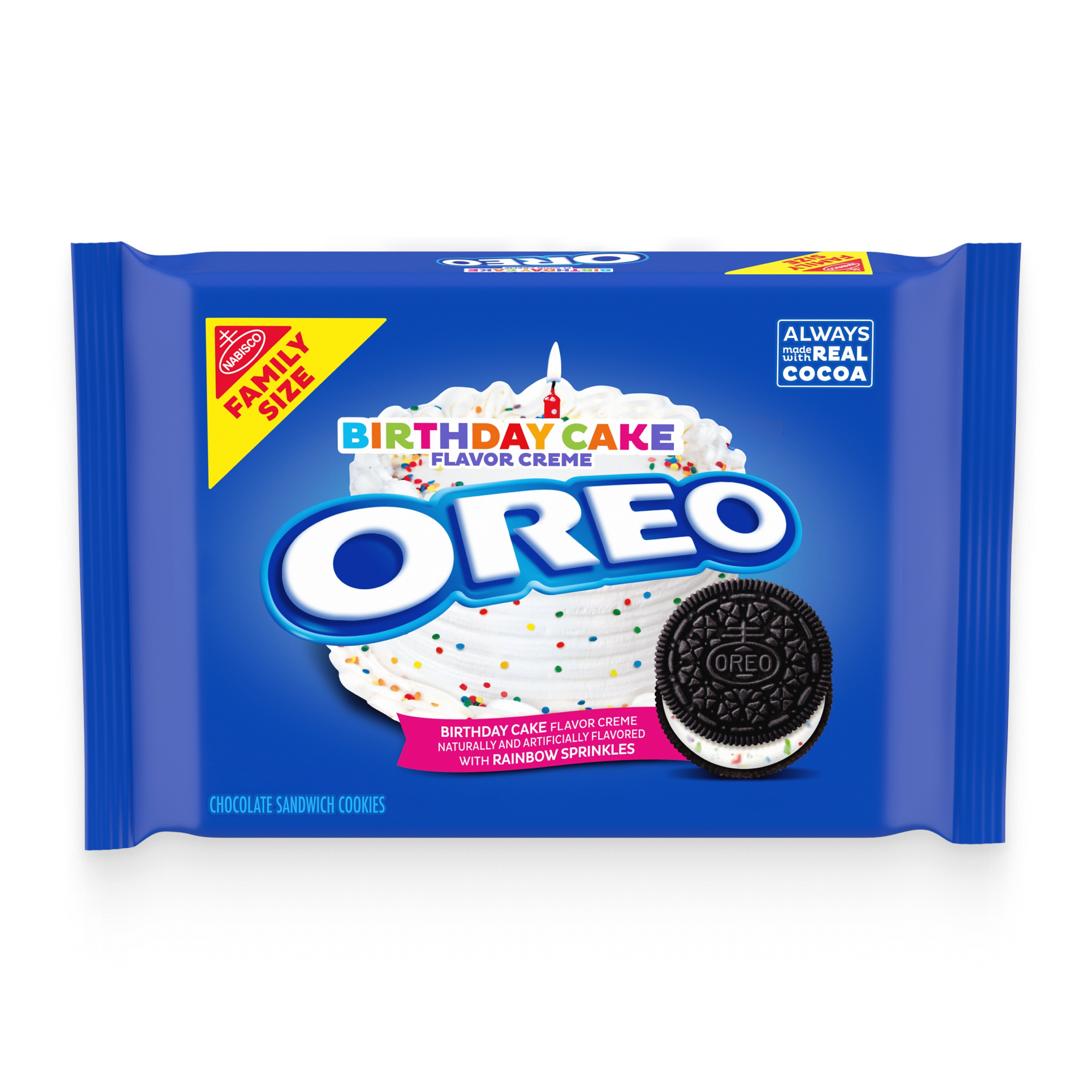 Birthday Cake Creme Chocolate Sandwich Cookies, Family Size, 2 Pack G5