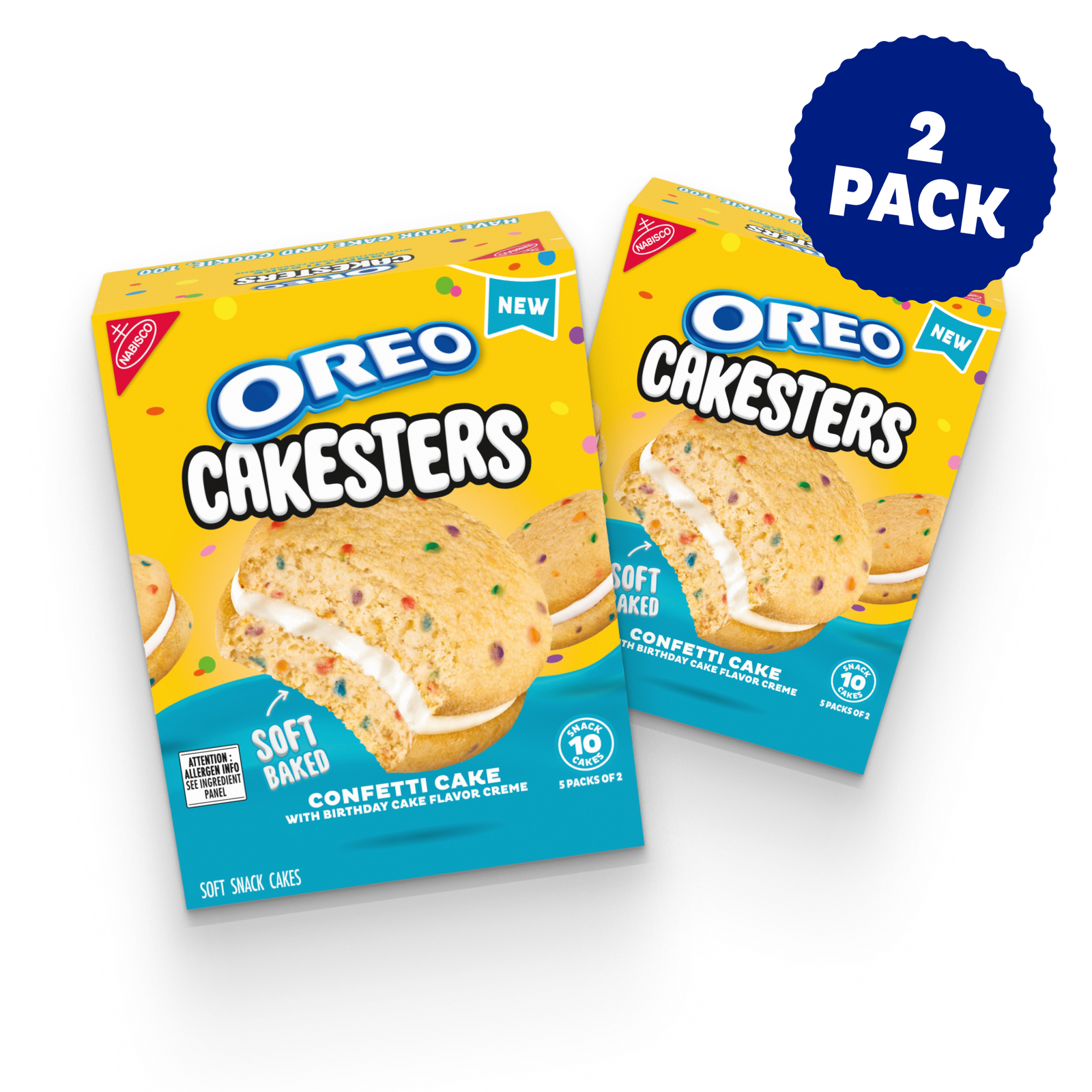 Cakesters Confetti Cake Soft Snack Cakes, Snack Packs, 2 Pack G3