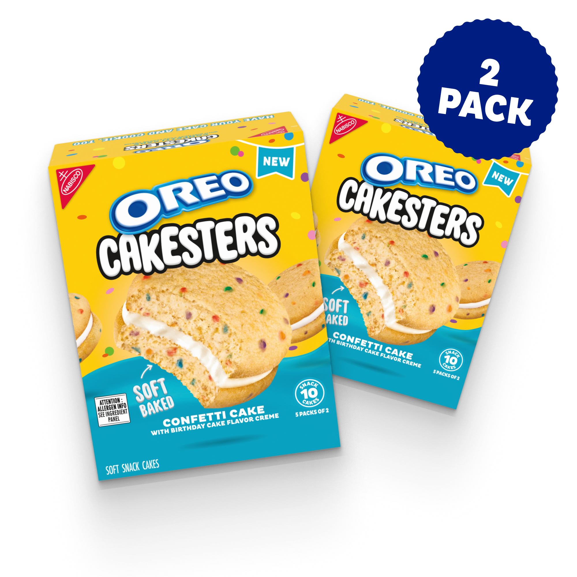 Cakesters Confetti Cake Soft Snack Cakes, Snack Packs, 2 Pack G3