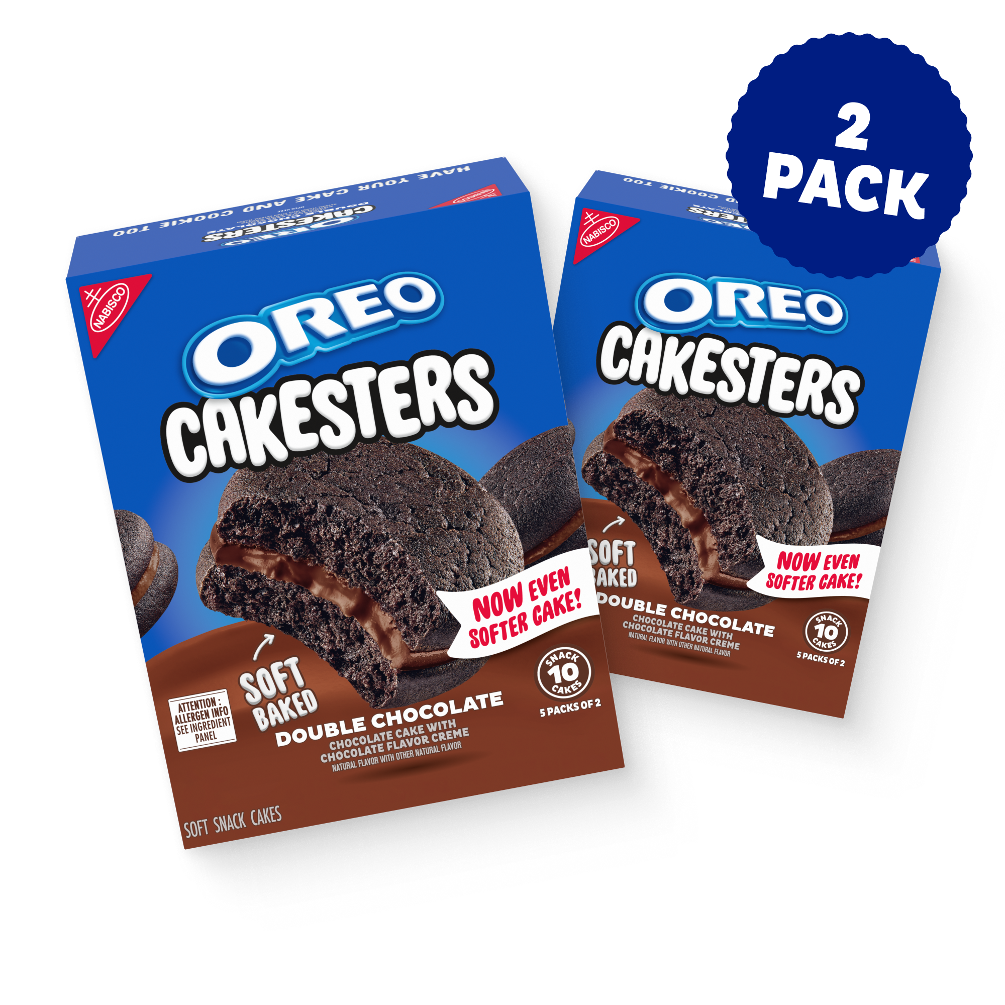 Cakesters Double Chocolate Soft Snack Cakes, Snack Packs, 2 Pack I6