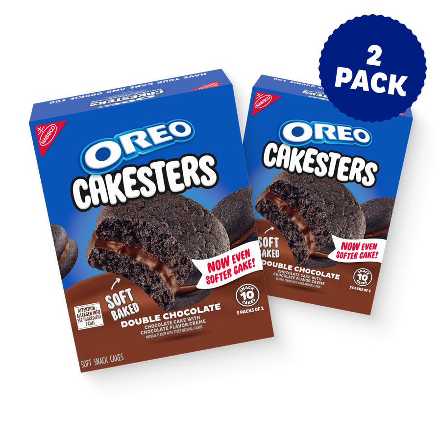 Cakesters Double Chocolate Soft Snack Cakes, Snack Packs, 2 Pack I6