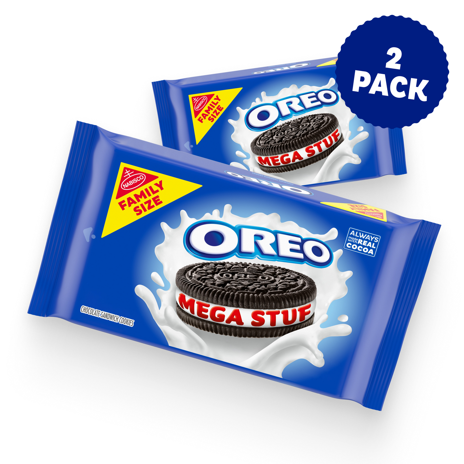 Mega Stuf Chocolate Sandwich Cookies, Family Size, 2 Pack J5