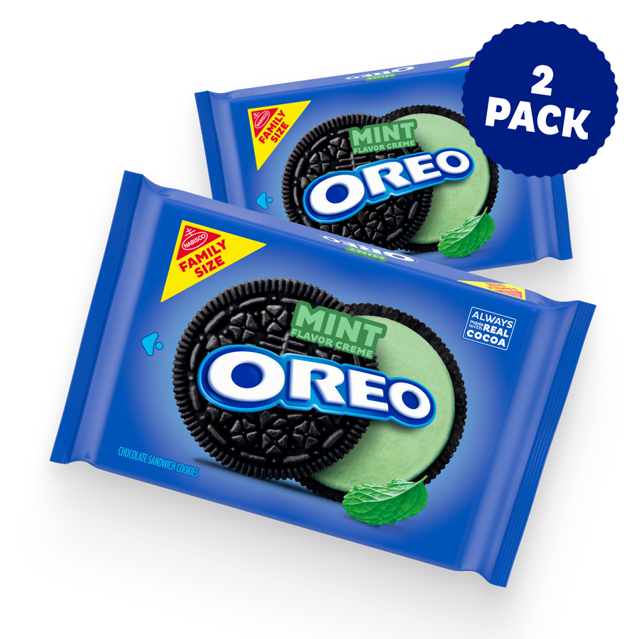 Mint Creme Chocolate Sandwich Cookies, Family Size, 2 Pack H8