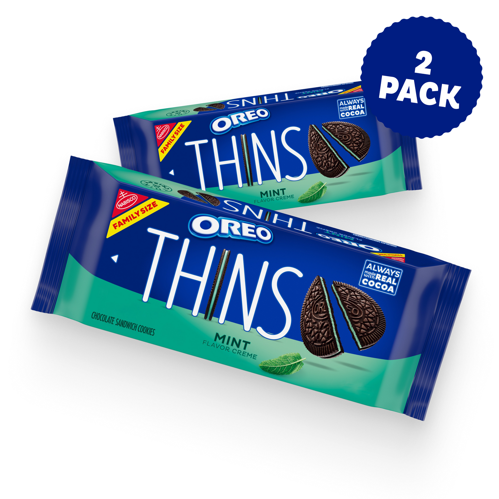Thins Mint Creme Chocolate Sandwich Cookies, Family Size, 2 Pack K2