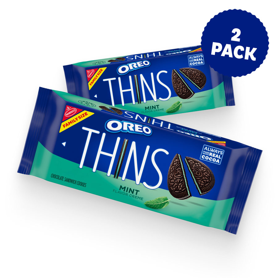 Thins Mint Creme Chocolate Sandwich Cookies, Family Size, 2 Pack K2
