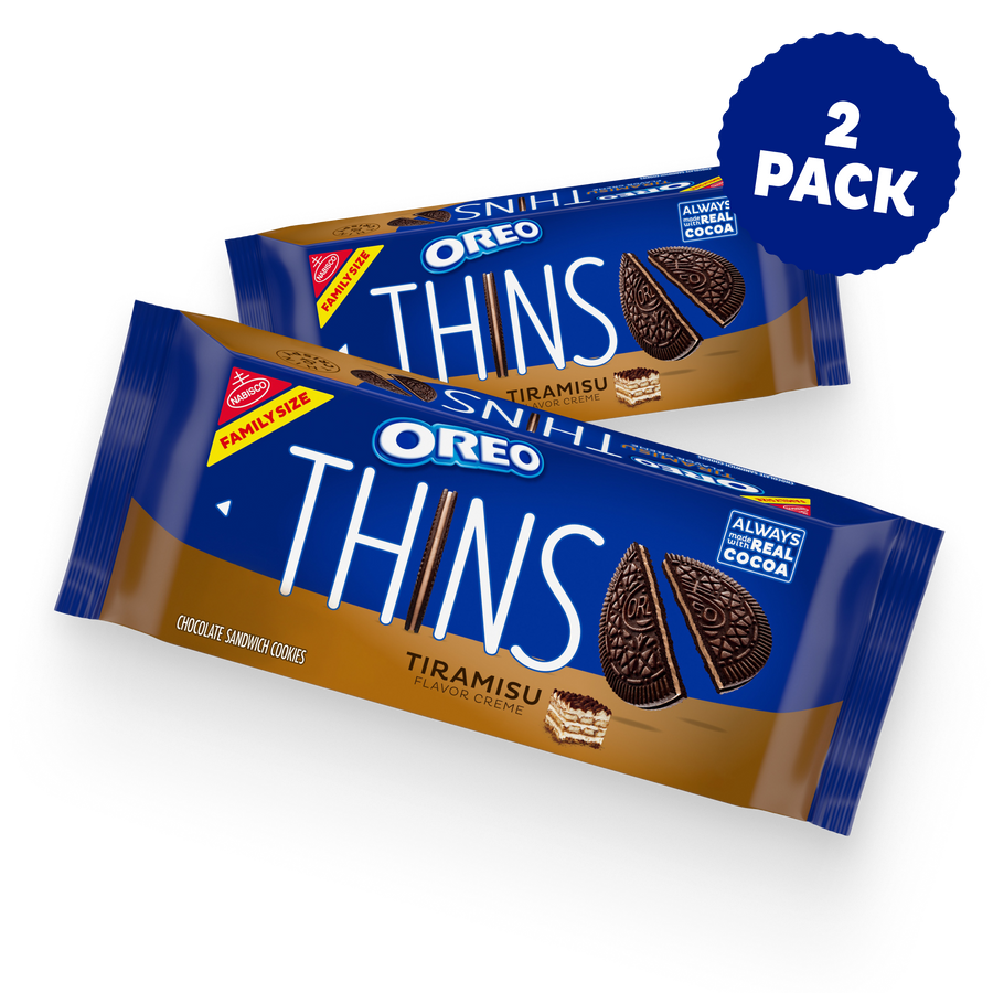 Thins Tiramisu Creme Chocolate Sandwich Cookies, Family Size, 2 Pack L2