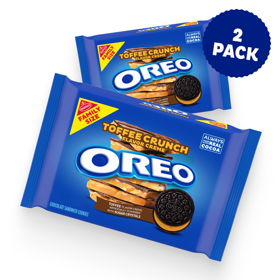 Toffee Crunch Creme With Sugar Crystals Chocolate Sandwich Cookies, Family Size, 2 Pack L3