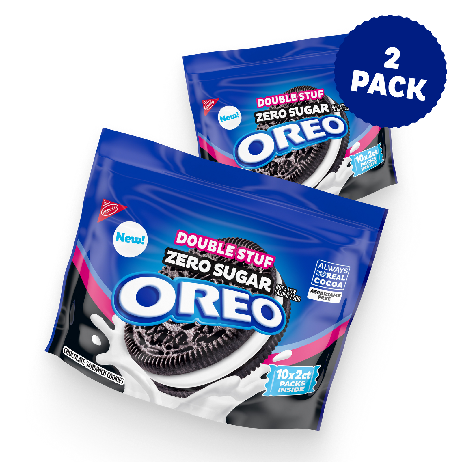 Zero Sugar Double Stuf Chocolate Sandwich Cookies, Snack Packs, 2 Pack G1