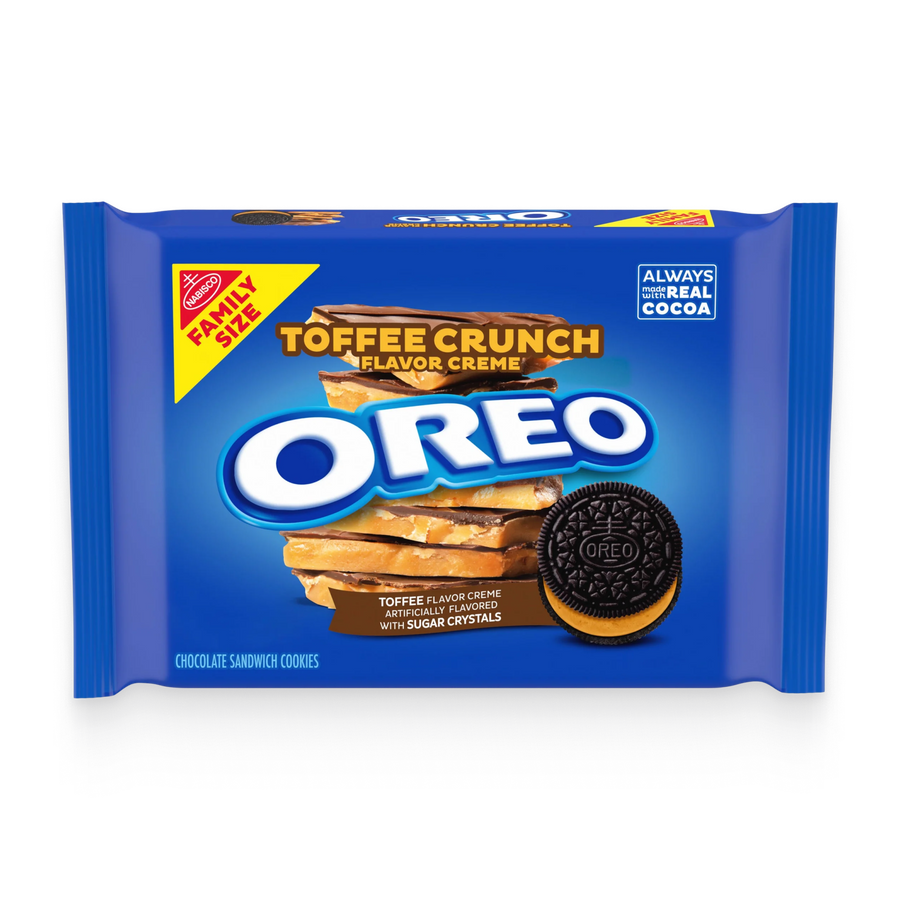 Toffee Crunch Creme With Sugar Crystals Chocolate Sandwich Cookies, Family Size L2